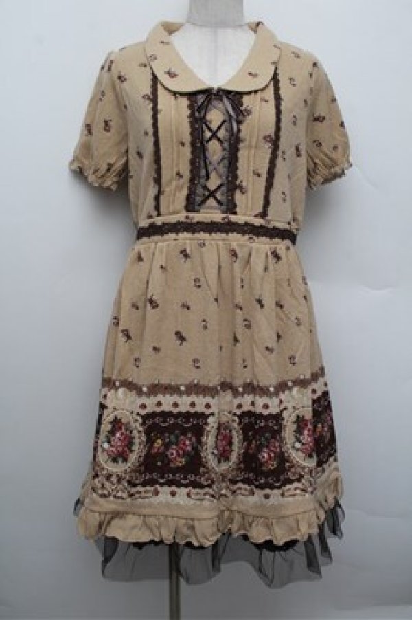 画像1: axes femme / パネル花柄カットチュニ  ベージュ S-25-12-28-050-AX-OP-HR-ZS (1)