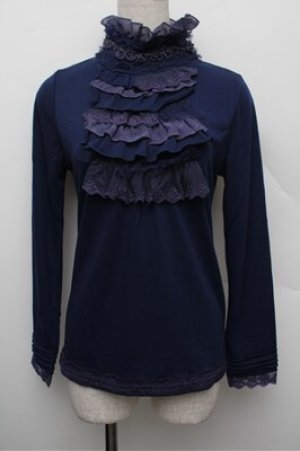 画像: axes femme / フリルプルオーバー  紺 S-25-12-28-006-AX-TO-HR-ZS