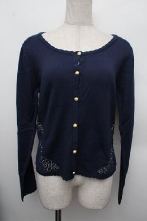 画像: axes femme / BACKレースカーディガン  紺 S-25-12-28-007-AX-TO-HR-ZS