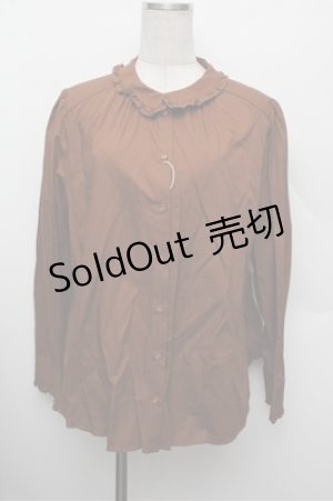 画像: Franche Lippee / フリルブラウス 3L ブラウン S-25-12-28-009-LO-BL-HR-ZS