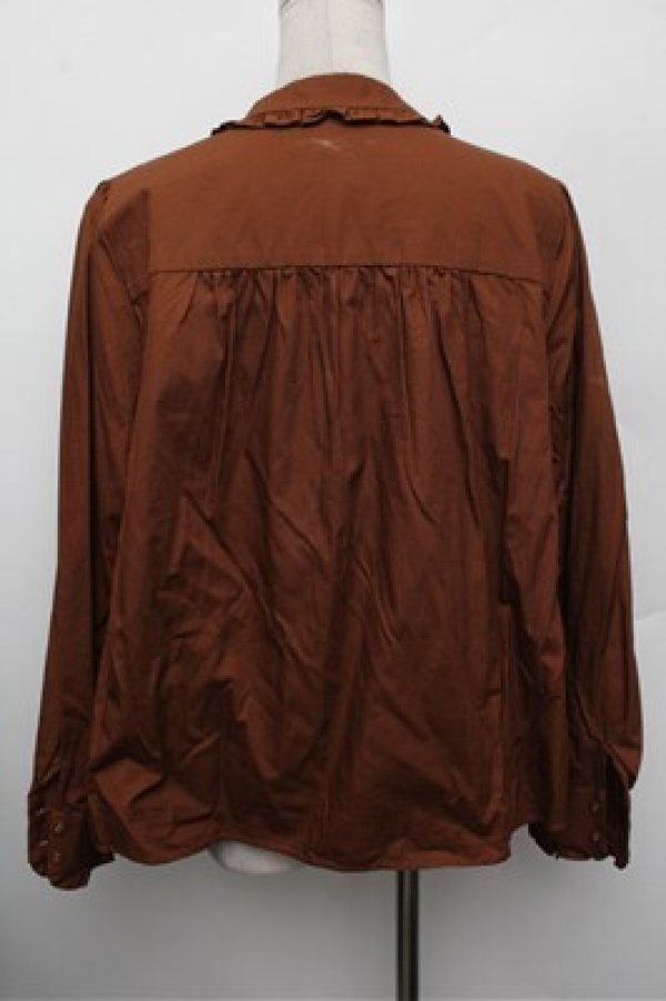 画像2: Franche Lippee / フリルブラウス 3L ブラウン S-25-12-28-009-LO-BL-HR-ZS (2)