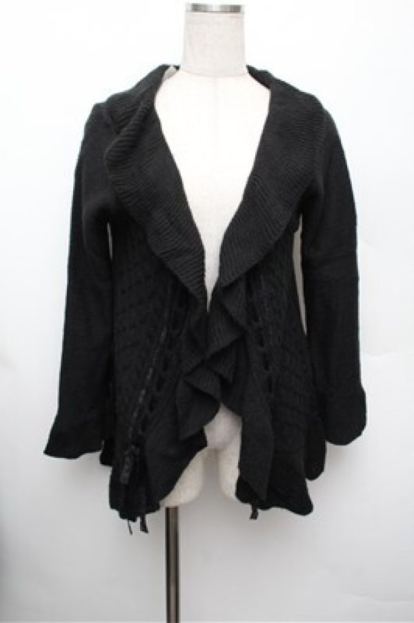 画像1: axes femme / ニットフリルカーデ  黒 S-25-12-28-011-AX-TO-HR-ZS (1)