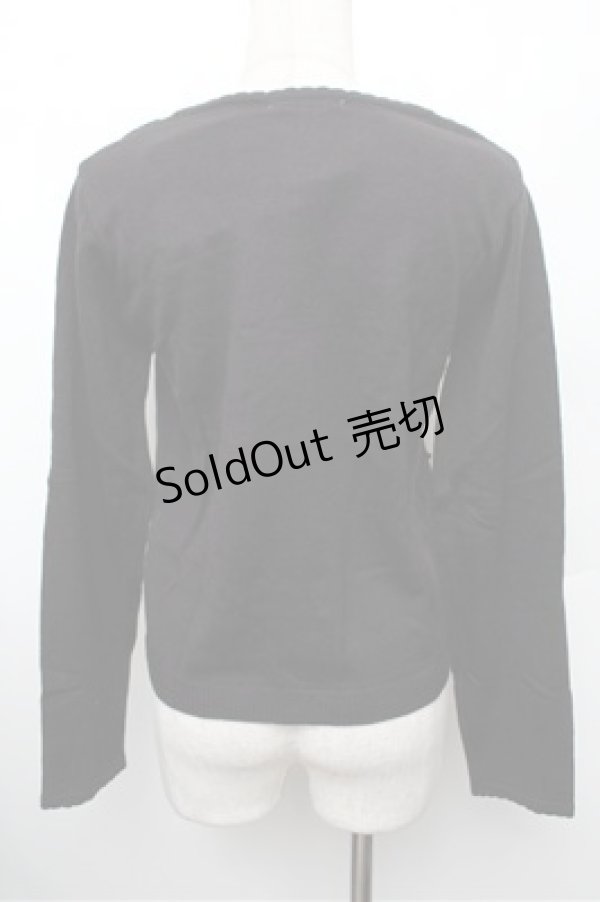 画像2: axes femme / ベロアリボンパールカーディガン  黒 S-25-12-28-012-AX-TO-HR-ZS (2)