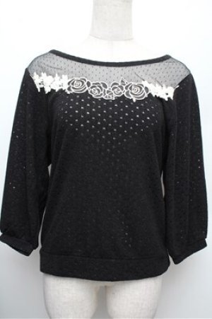 画像: axes femme / バラ刺繍入りドルマンプルオーバー  黒 S-25-12-28-013-AX-TO-HR-ZS
