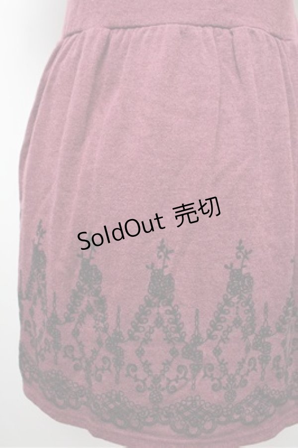 画像3: axes femme / カットソー裾フロッキーチュニ  ワイン S-25-12-28-014-AX-OP-HR-ZS (3)