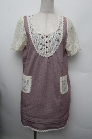 画像: axes femme / レース切替ワンピース  ワインｘオフ S-25-12-28-016-AX-PA-HR-ZS