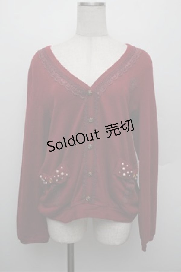 画像1: axes femme / リボンポケットVネックプルオーバー  赤 S-25-12-28-002-AX-TO-HR-ZS (1)