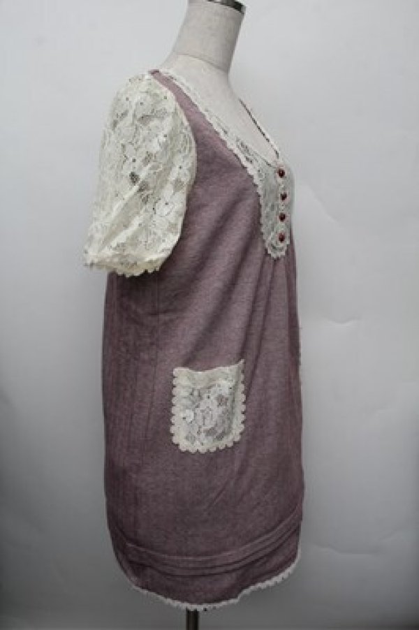 画像2: axes femme / レース切替ワンピース  ワインｘオフ S-25-12-28-016-AX-PA-HR-ZS (2)