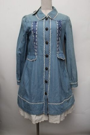 画像: axes femme / 裾レースデニムコート  ウォッシュ S-25-12-28-018-AX-CO-HR-ZS