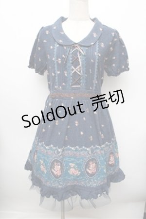 画像: axes femme / パネル花柄カットチュニ  ブルー S-25-12-28-022-AX-OP-HR-ZS