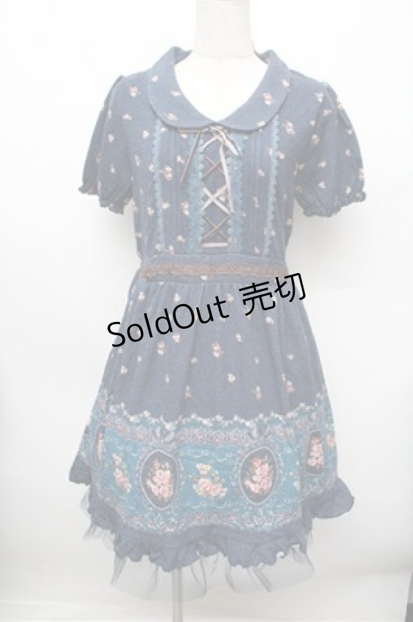 画像1: axes femme / パネル花柄カットチュニ  ブルー S-25-12-28-022-AX-OP-HR-ZS (1)