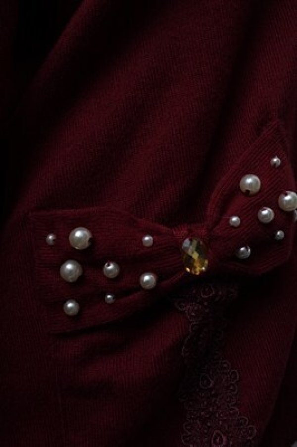 画像3: axes femme / リボンポケットVネックプルオーバー  赤 S-25-12-28-002-AX-TO-HR-ZS (3)