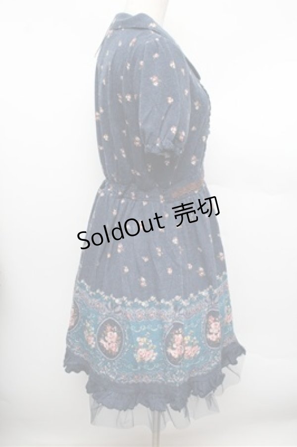 画像2: axes femme / パネル花柄カットチュニ  ブルー S-25-12-28-022-AX-OP-HR-ZS (2)