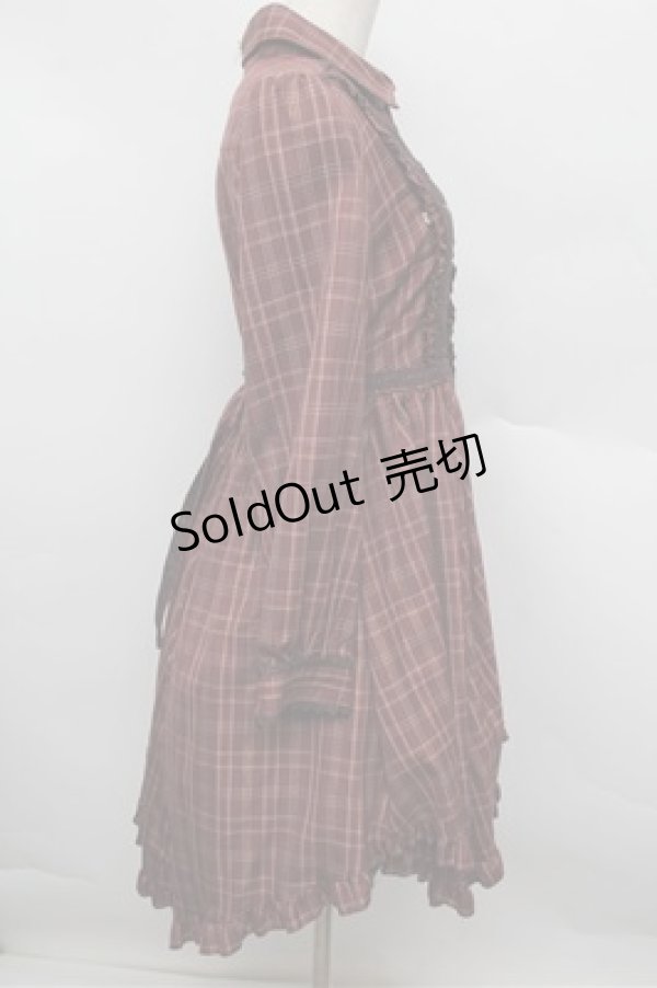 画像2: axes femme / 綿チェック柄シャツチュニック  モカ S-25-12-28-025-AX-OP-HR-ZS (2)