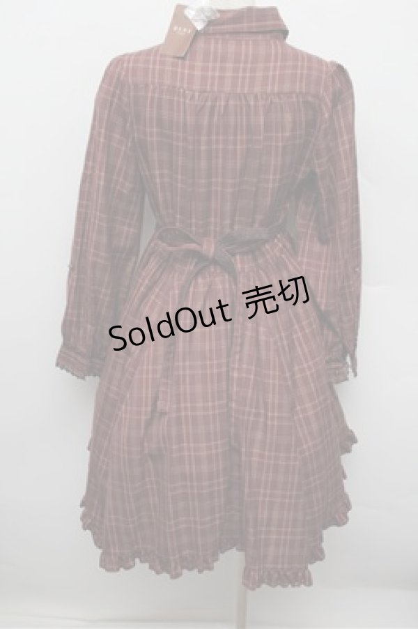 画像3: axes femme / 綿チェック柄シャツチュニック  モカ S-25-12-28-025-AX-OP-HR-ZS (3)