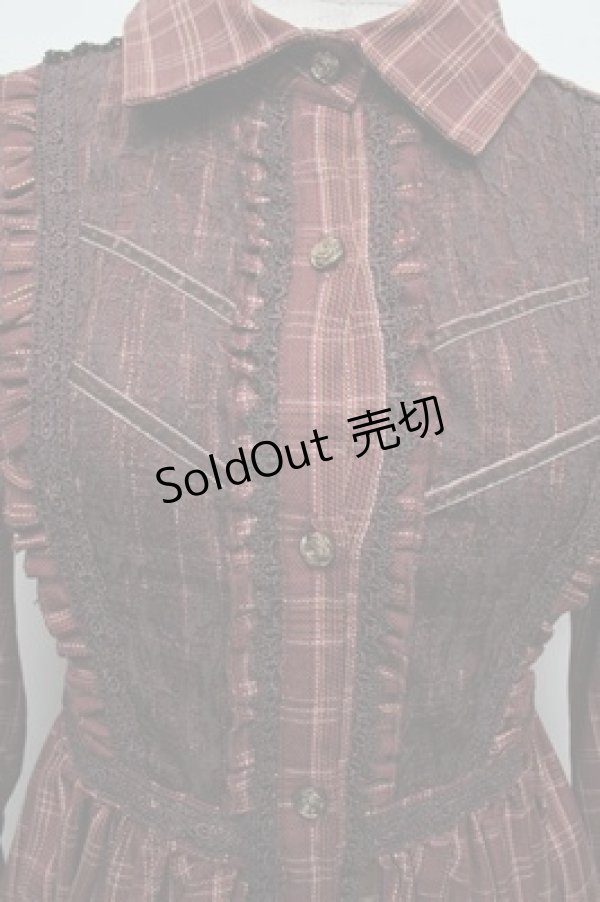 画像4: axes femme / 綿チェック柄シャツチュニック  モカ S-25-12-28-025-AX-OP-HR-ZS (4)