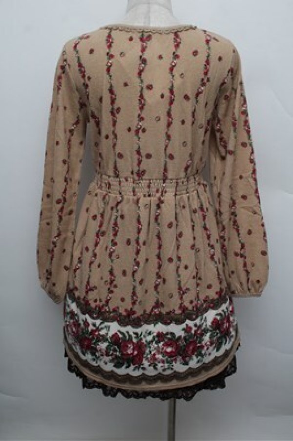 画像2: axes femme / ローズパネル柄カットチュニ  ベージュ S-25-12-28-028-AX-OP-HR-ZS (2)