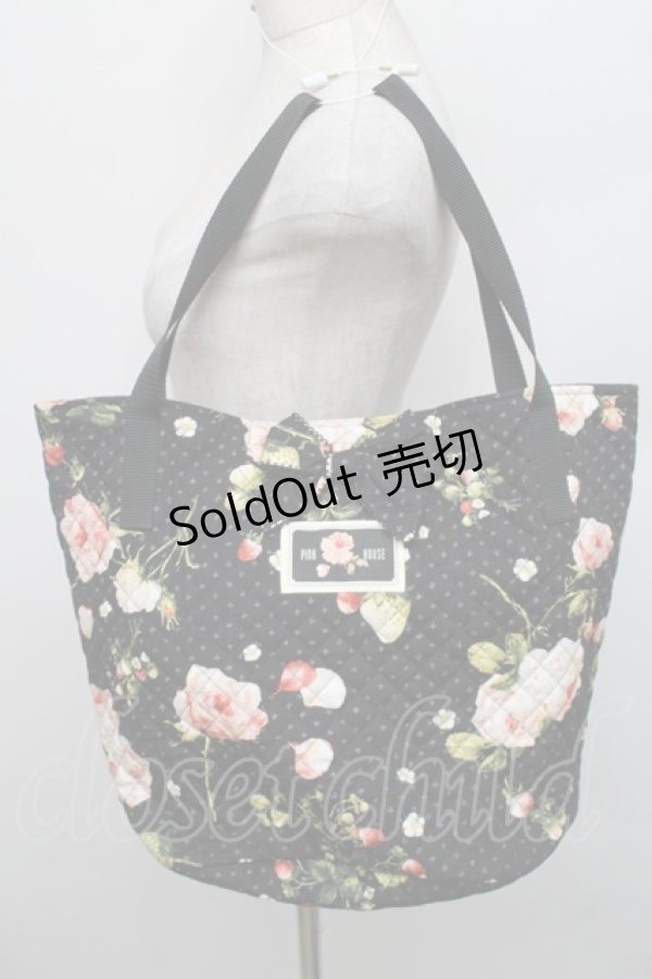 画像1: PINK HOUSE / ベリーローズ柄バケツバッグ  黒 S-25-12-29-033-LO-BG-AS-ZS (1)