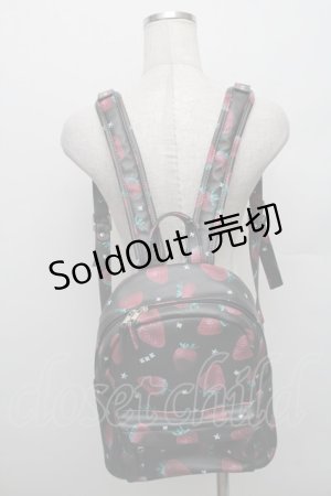 画像: LISTEN FLAVOR / いちご総柄バックパック  黒 S-25-12-29-045-PU-TO-HR-ZS