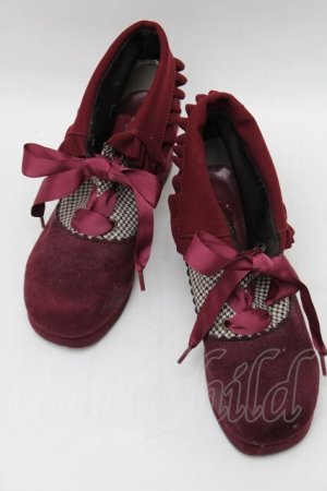 画像: axes femme / 襟風折り返しブーティー  ワイン S-25-12-29-023-AX-SK-HR-ZS