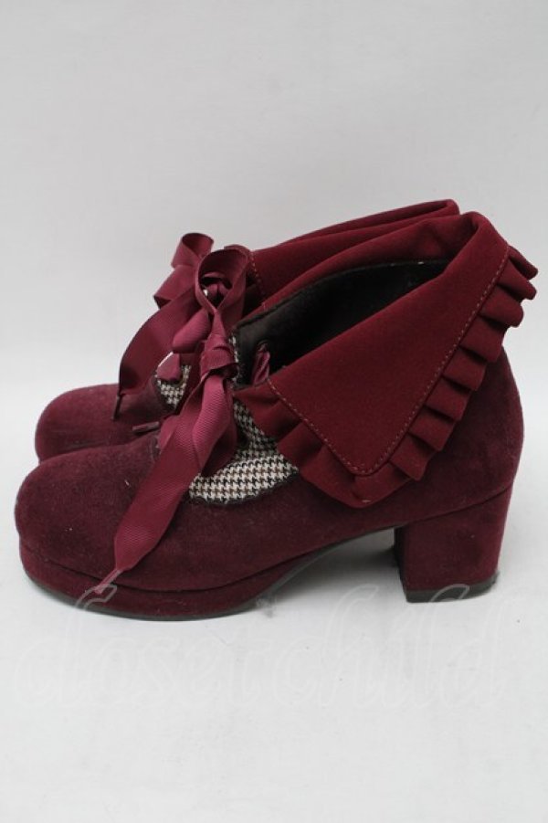 画像2: axes femme / 襟風折り返しブーティー  ワイン S-25-12-29-023-AX-SK-HR-ZS (2)