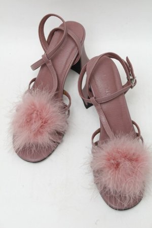 画像: EATME / フェザーポンポンヒールサンダル L ピンク S-25-12-29-024-LO-SH-ET-ZS