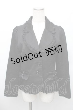 画像: PEACE NOW / 襟フリルジャケット  黒 S-25-12-30-034-PU-JA-HR-ZS