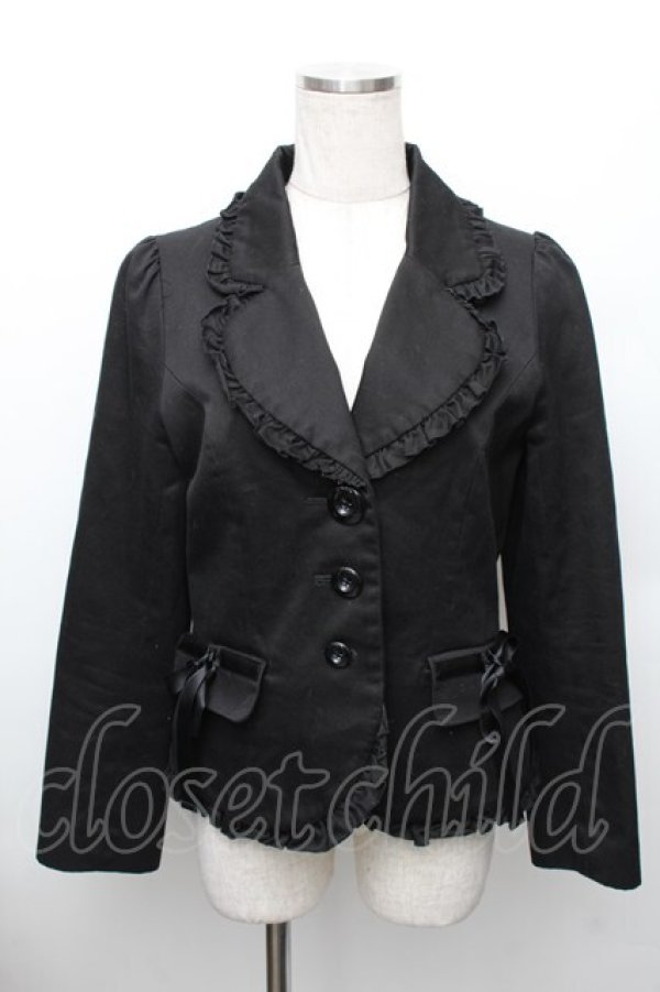 画像1: PEACE NOW / 襟フリルジャケット  黒 S-25-12-30-034-PU-JA-HR-ZS (1)