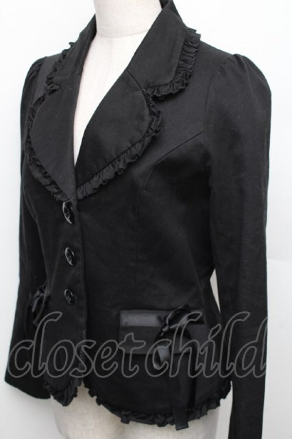 画像3: PEACE NOW / 襟フリルジャケット  黒 S-25-12-30-034-PU-JA-HR-ZS (3)