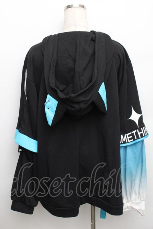 画像2: IRO+IRO / 儚げスポーティーな空色猫耳パーカー  黒ｘサックス S-25-12-30-036-LO-TO-AS-ZS (2)