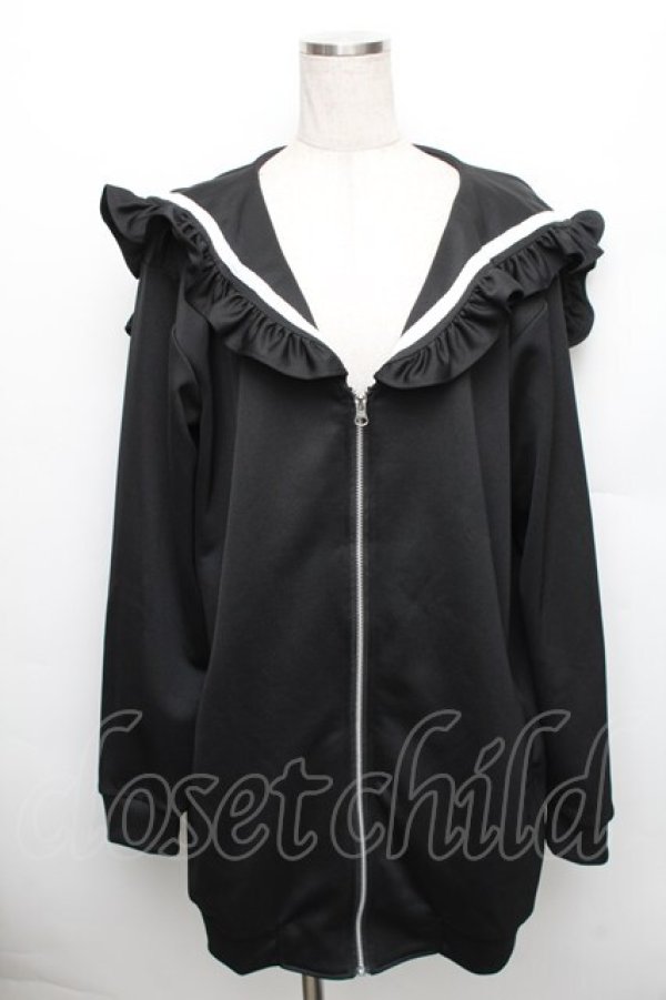 画像1: F.F.T collection / セーラー襟パーカー  黒ｘ白 S-25-12-30-038-GO-TO-HR-ZS (1)