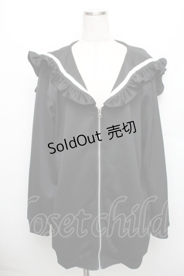 画像1: F.F.T collection / セーラー襟パーカー  黒ｘ白 S-25-12-30-038-GO-TO-HR-ZS (1)