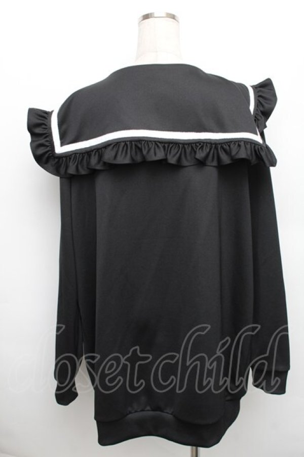 画像2: F.F.T collection / セーラー襟パーカー  黒ｘ白 S-25-12-30-038-GO-TO-HR-ZS (2)