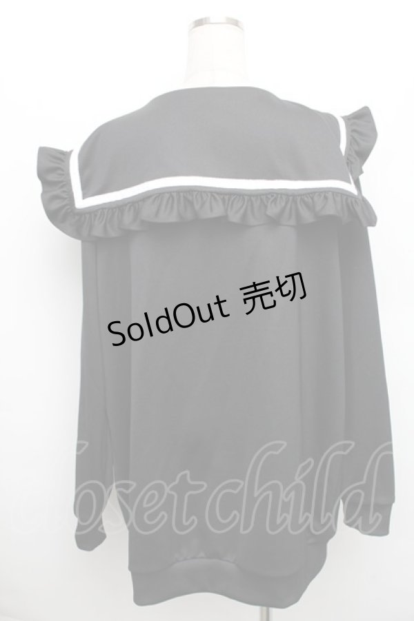 画像2: F.F.T collection / セーラー襟パーカー  黒ｘ白 S-25-12-30-038-GO-TO-HR-ZS (2)