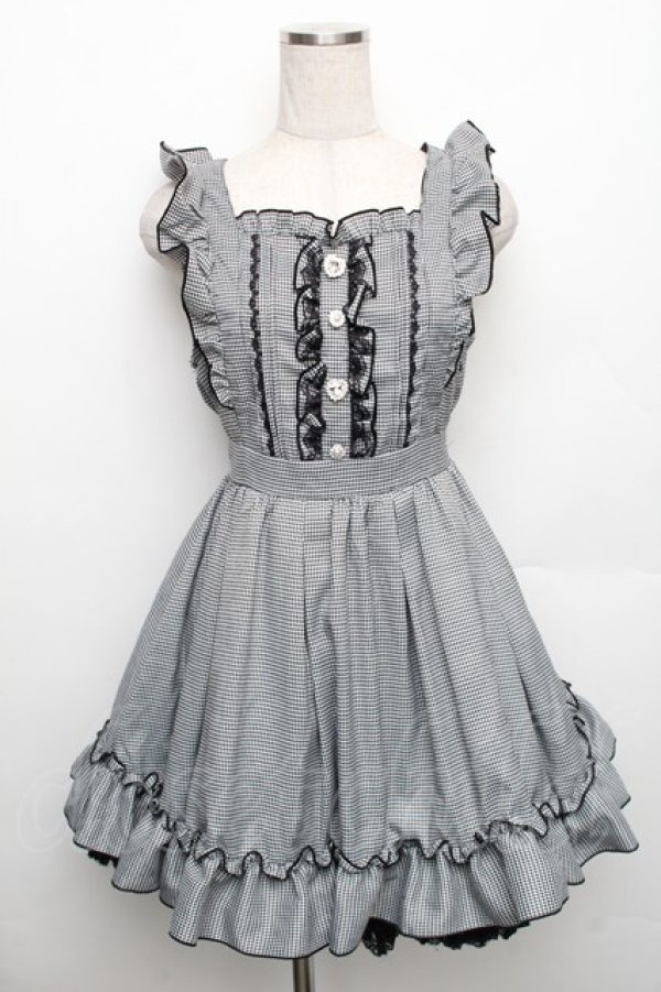 画像1: NOEMIE / バックレースアップドレッシージャンパースカート  黒ｘ白 S-25-12-30-043-LO-SK-AS-ZS (1)