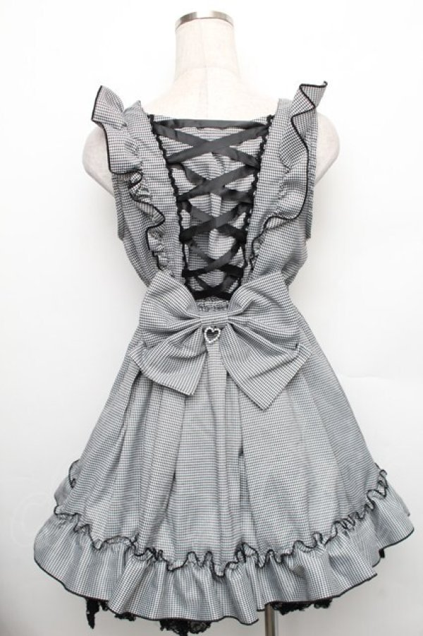 画像2: NOEMIE / バックレースアップドレッシージャンパースカート  黒ｘ白 S-25-12-30-043-LO-SK-AS-ZS (2)