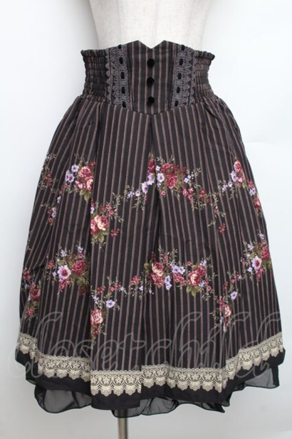 画像1: axes femme / レジメ花柄スカート  黒 S-25-12-30-054-AX-SK-HR-ZS (1)