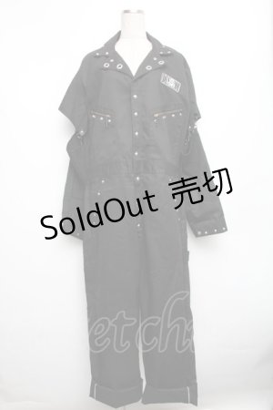 画像: DESTROY狂 / バックプリントオールインワン  黒 S-25-12-30-057-PU-TS-HR-ZS