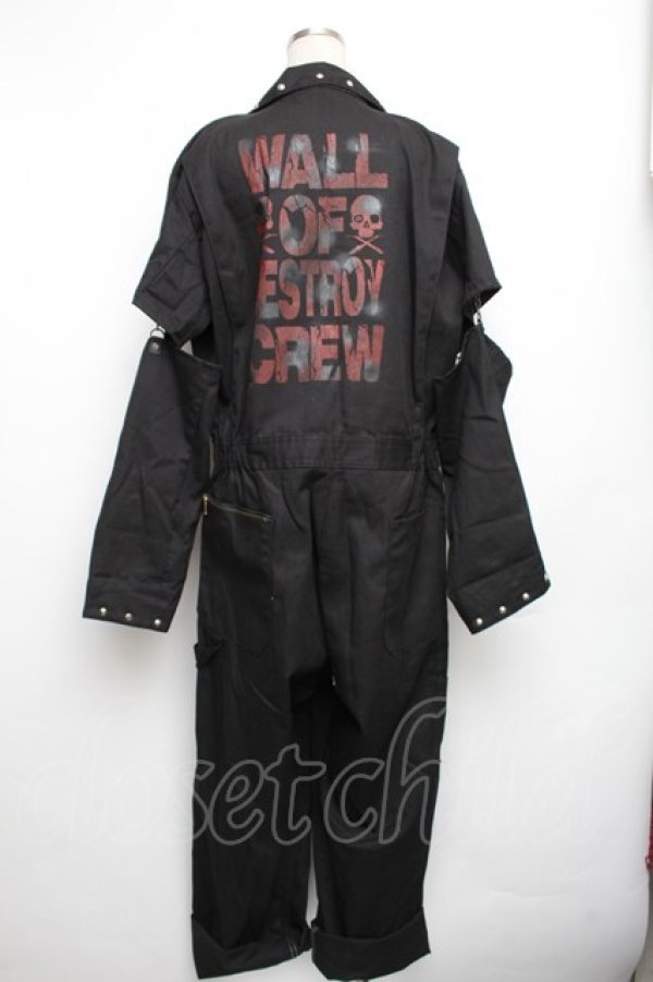 画像2: DESTROY狂 / バックプリントオールインワン  黒 S-25-12-30-057-PU-TS-HR-ZS (2)