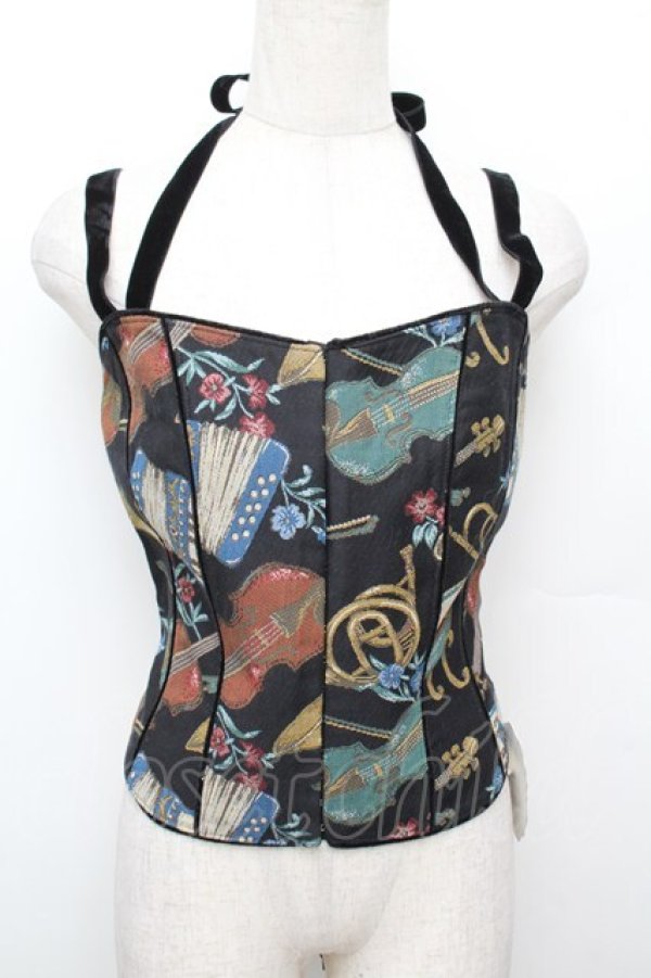 画像1: Jane Marple / 楽器ゴブランビスチェ  黒 S-25-12-30-012-JM-TO-AS-ZS (1)