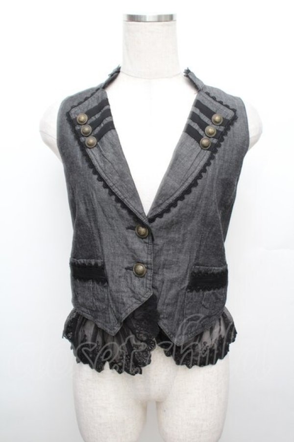 画像1: axes femme / 裾レースベスト  黒 S-25-12-30-013-AX-BL-HR-ZS (1)