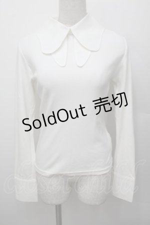 画像: Heart E / デザイン襟カットソー  白 S-25-12-30-016-LO-TO-AS-ZS