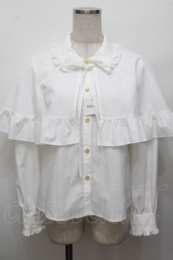 画像1: MILK / アクセサリーケープブラウス  白 S-25-12-30-017-ML-BL-AS-ZS (1)