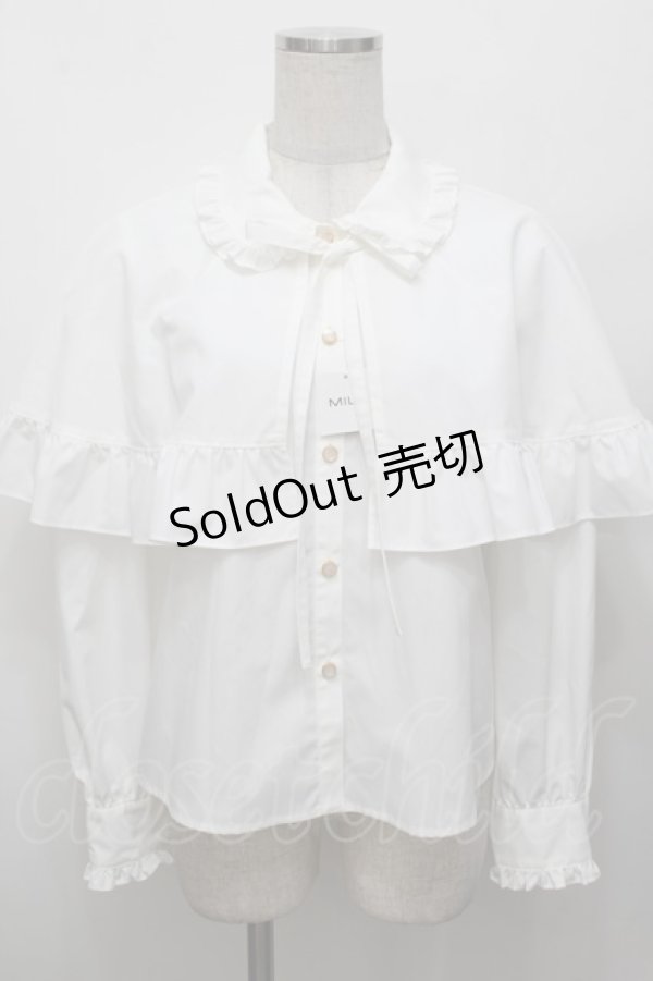 画像1: MILK / アクセサリーケープブラウス  白 S-25-12-30-017-ML-BL-AS-ZS (1)