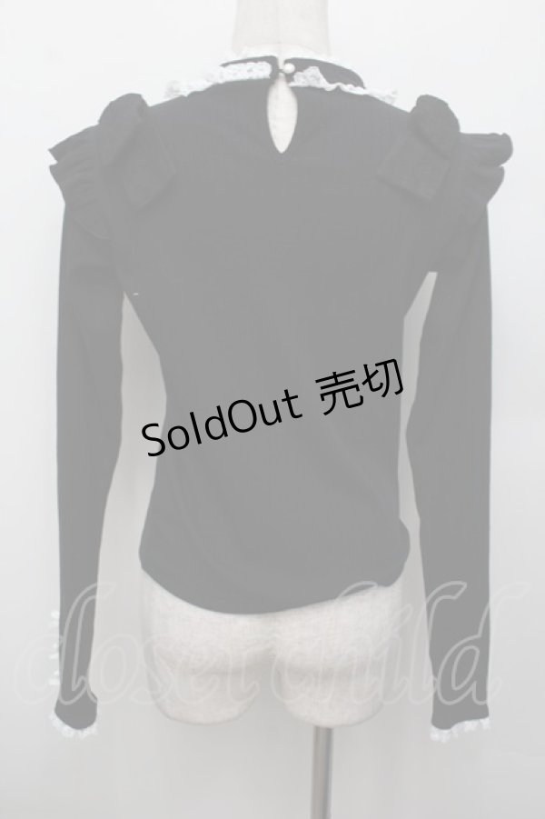 画像3: NOEMIE / デコルテチュールショルダーリボンカットソー  黒 S-25-12-30-022-LO-TO-AS-ZS (3)