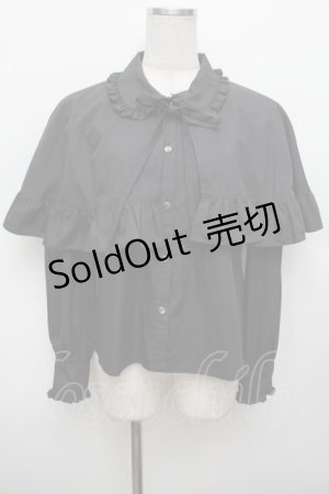 画像: MILK / アクセサリーケープブラウス  黒 S-25-12-30-023-ML-BL-AS-ZS