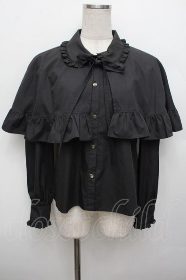 画像1: MILK / アクセサリーケープブラウス  黒 S-25-12-30-023-ML-BL-AS-ZS (1)