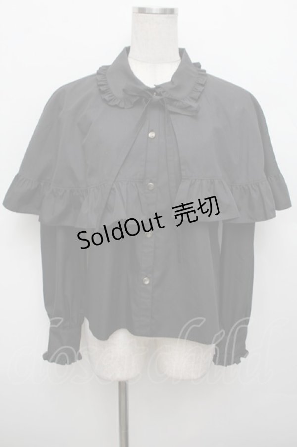 画像1: MILK / アクセサリーケープブラウス  黒 S-25-12-30-023-ML-BL-AS-ZS (1)