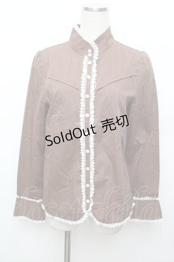 画像1: BETTY'S BLUE / ストライプブラウス  ブラウン S-25-12-30-025-LO-TO-AS-ZS (1)