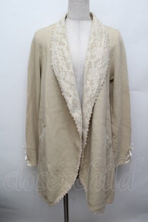 画像: axes femme / レースデザインロングカーディガン  ベージュ S-25-12-30-029-AX-BL-HR-ZS